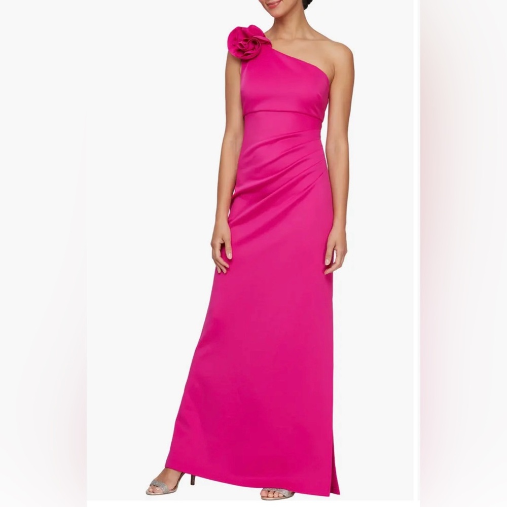 Pink One-Shoulder Sleeveless Gown by Ignite